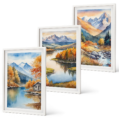 Cadre photo mural Rivières de montagne arbres d'automne