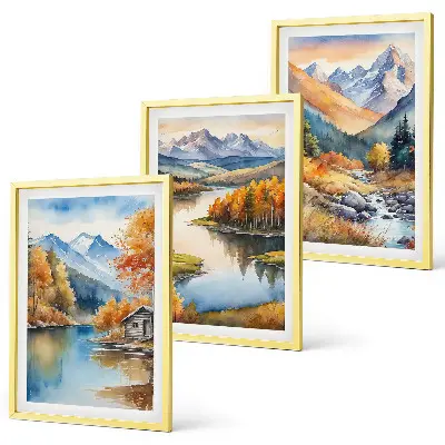 Cadre photo mural représentant une rivière de montagne avec des arbres en automne