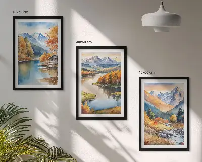 Cadre photo mural représentant une rivière de montagne avec des arbres en automne