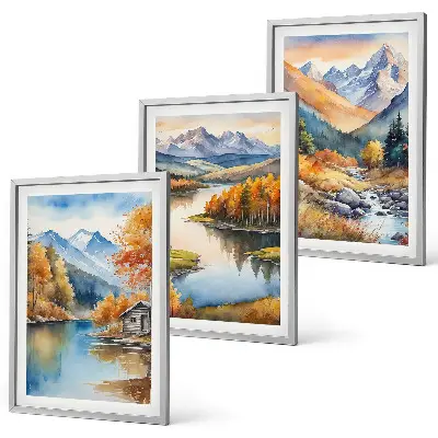 Cadre photo mural représentant une rivière de montagne avec des arbres en automne