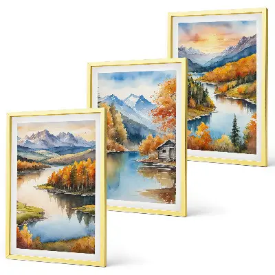 Tableaux paysages de montagne en automne lot de 3 pour salon