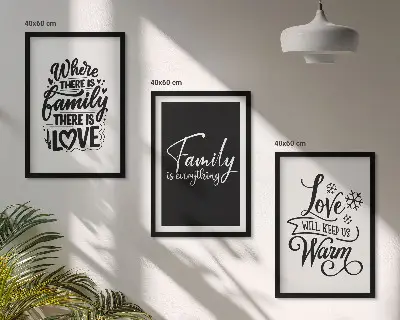 Cadre photo mural sur le thème de la famille, de l'amour et de la chaleur du foyer
