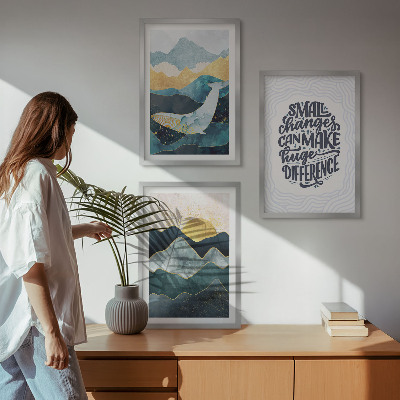 Lot de 3 tableaux pour salon Inspiration pour les montagnes abstraites
