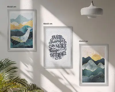 Lot de 3 tableaux pour salon représentant des montagnes abstraites
