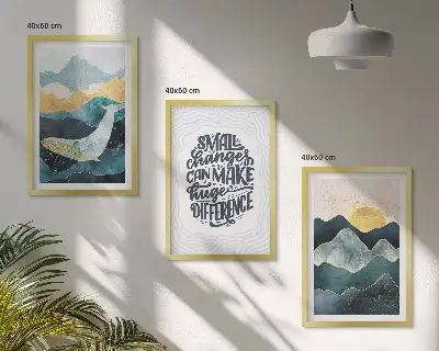 Lot de 3 tableaux pour salon représentant des montagnes abstraites