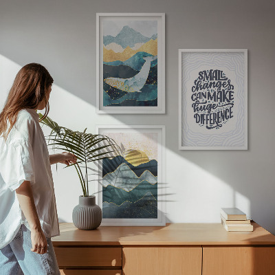 Lot de 3 tableaux pour salon Inspiration pour les montagnes abstraites