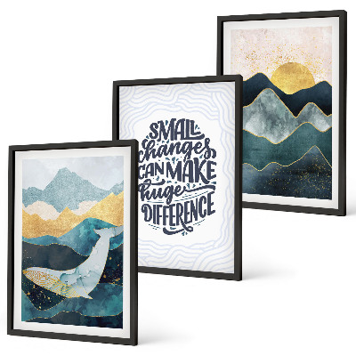 Lot de 3 tableaux pour salon Inspiration pour les montagnes abstraites