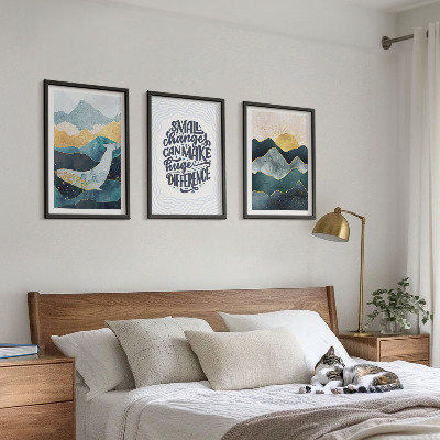 Lot de 3 tableaux pour salon Inspiration pour les montagnes abstraites
