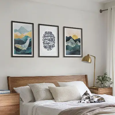 Lot de 3 tableaux pour salon représentant des montagnes abstraites