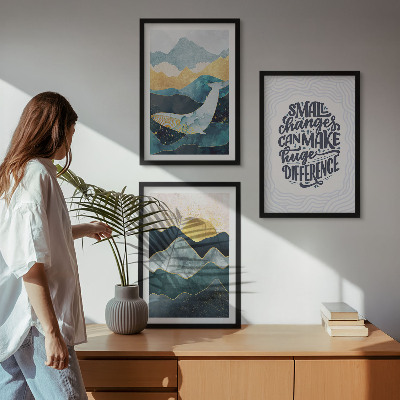 Lot de 3 tableaux pour salon Inspiration pour les montagnes abstraites