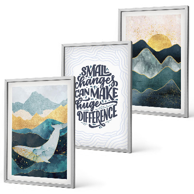 Lot de 3 tableaux pour salon Inspiration pour les montagnes abstraites