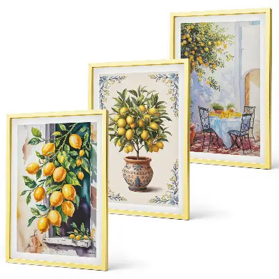 Cadre photo mural motif citronnier et fruits au soleil