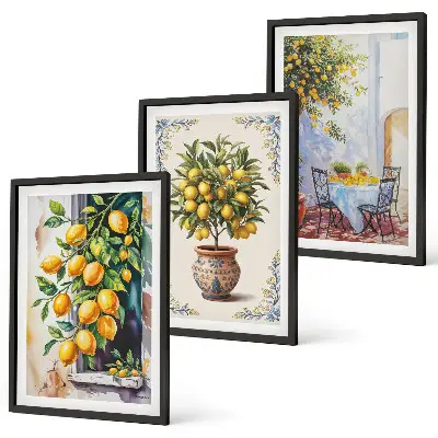 Cadre photo mural motif citronnier et fruits au soleil