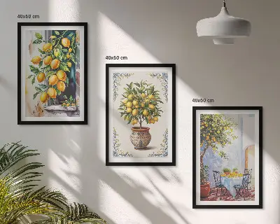 Cadre photo mural motif citronnier et fruits au soleil
