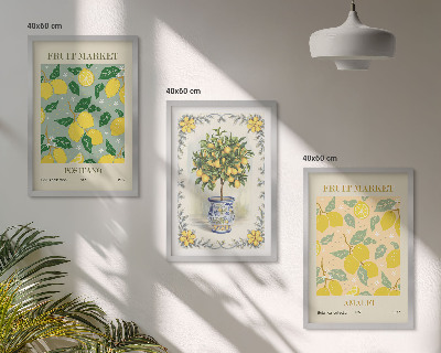 Lot de 3 tableaux pour salon Agrumes, fruits d'Italie