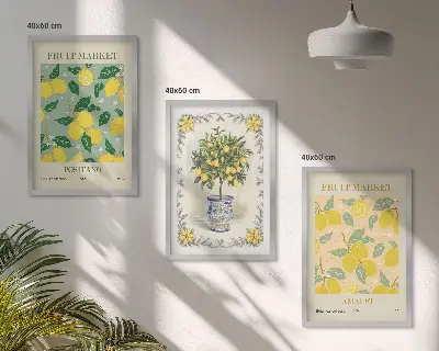 Tableaux pour salon Agrumes, fruits d'Italie lot de 3 pièces