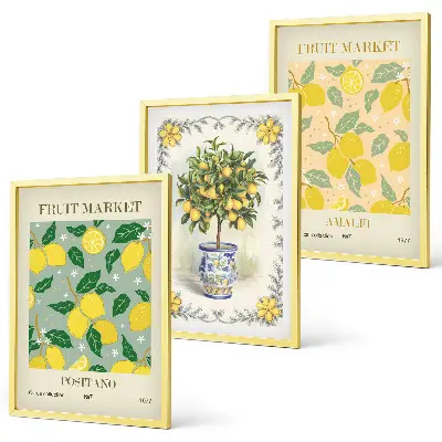 Tableaux pour salon Agrumes, fruits d'Italie lot de 3 pièces