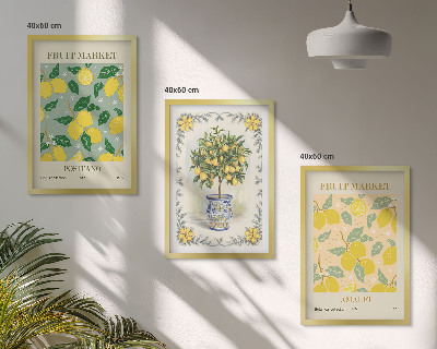Lot de 3 tableaux pour salon Agrumes, fruits d'Italie