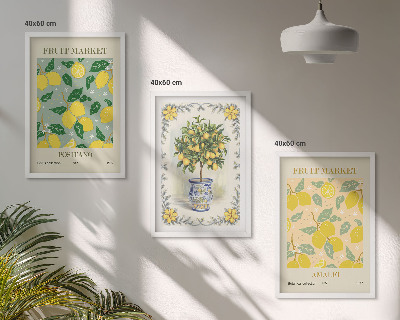 Lot de 3 tableaux pour salon Agrumes, fruits d'Italie