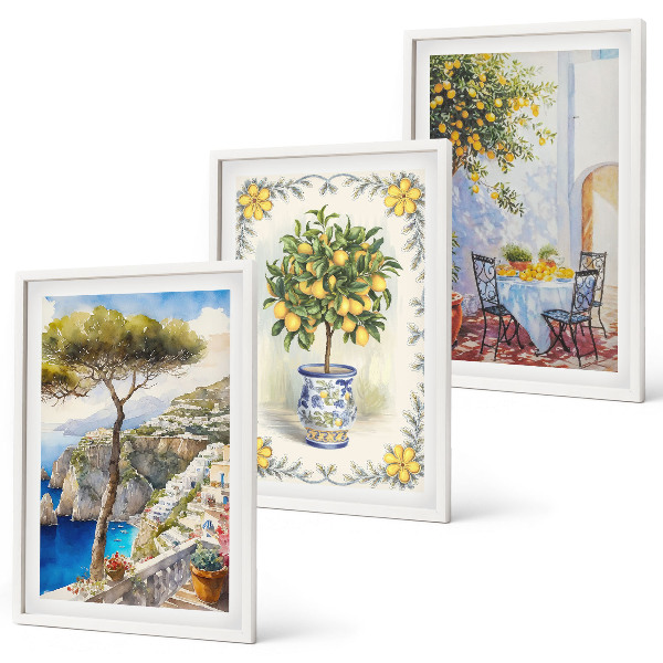 Cadre photo mural Vue sur une mer de citronniers