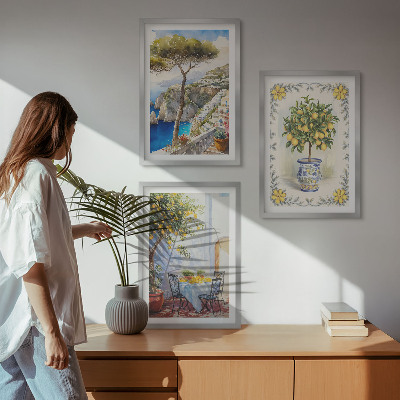 Cadre photo mural Vue sur une mer de citronniers