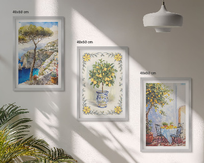 Cadre photo mural Vue sur une mer de citronniers