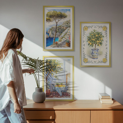 Cadre photo mural Vue sur une mer de citronniers