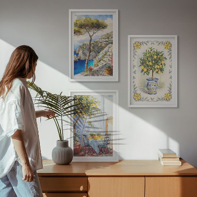 Cadre photo mural Vue sur une mer de citronniers