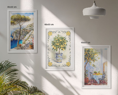 Cadre photo mural Vue sur une mer de citronniers
