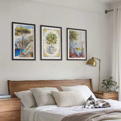 Cadre photo mural Vue sur une mer de citronniers