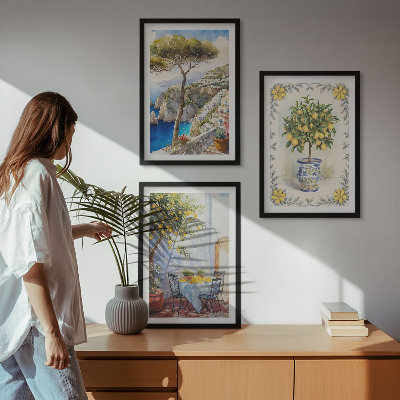 Cadre photo mural Vue sur une mer de citronniers
