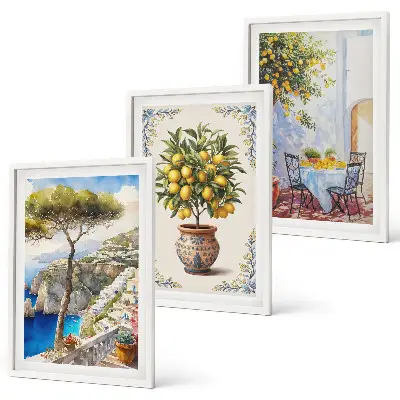 Lot de 3 tableaux pour salon représentant une table de citronnier de mer