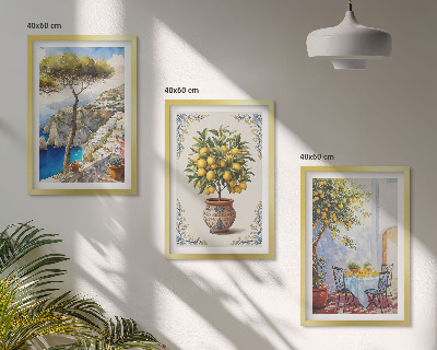 Lot de 3 tableaux pour salon Table de citronnier de mer