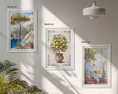 Lot de 3 tableaux pour salon représentant une table de citronnier de mer