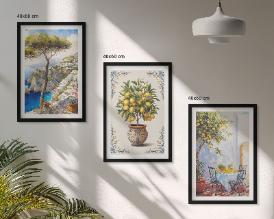 Lot de 3 tableaux pour salon Table de citronnier de mer