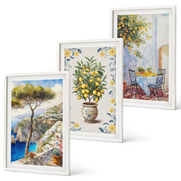 Lot de 3 tableaux pour salon Peintures de citronniers de mer