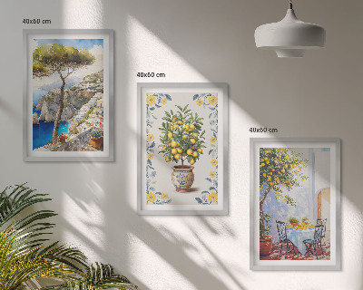 Lot de 3 tableaux pour salon Peintures de citronniers de mer