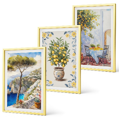 Lot de 3 tableaux pour salon Peintures de citronniers de mer