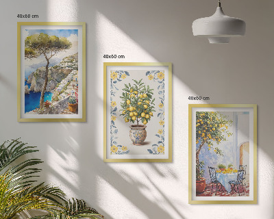 Lot de 3 tableaux pour salon Peintures de citronniers de mer