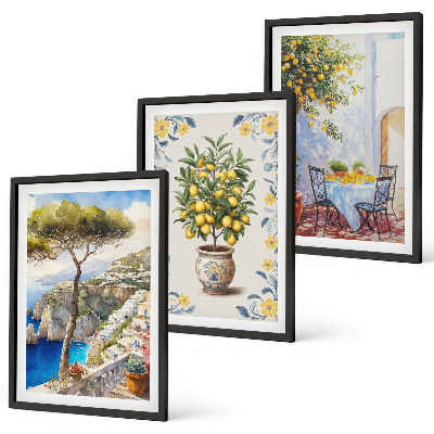 Lot de 3 tableaux pour salon Peintures de citronniers de mer