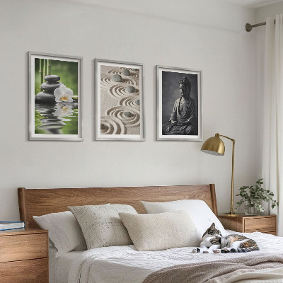 Lot de 3 tableaux pour salon Vue apaisante du Bouddha zen