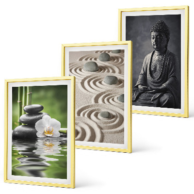 Lot de 3 tableaux pour salon Vue apaisante du Bouddha zen