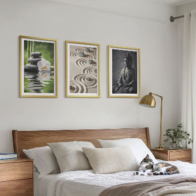 Lot de 3 tableaux pour salon Vue apaisante du Bouddha zen