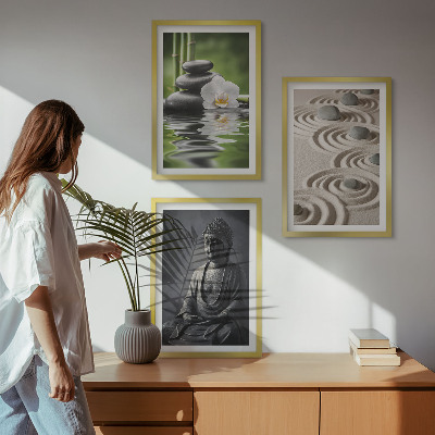 Lot de 3 tableaux pour salon Vue apaisante du Bouddha zen