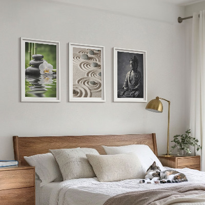 Lot de 3 tableaux pour salon Vue apaisante du Bouddha zen