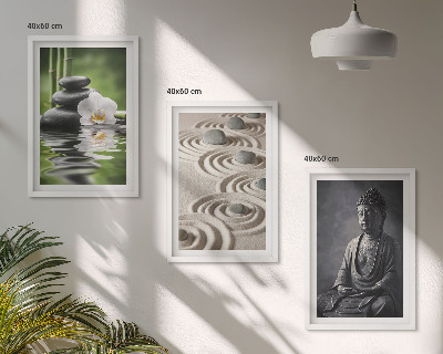 Lot de 3 tableaux pour salon Vue apaisante du Bouddha zen