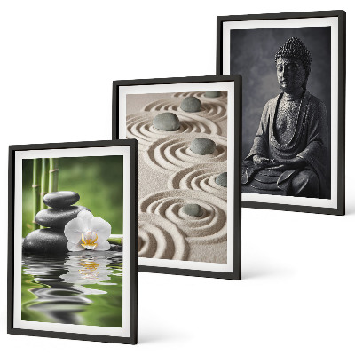 Lot de 3 tableaux pour salon Vue apaisante du Bouddha zen