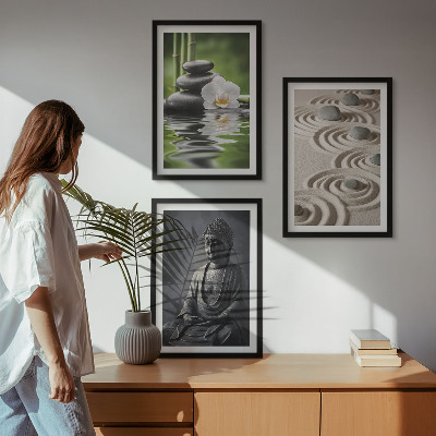 Lot de 3 tableaux pour salon Vue apaisante du Bouddha zen