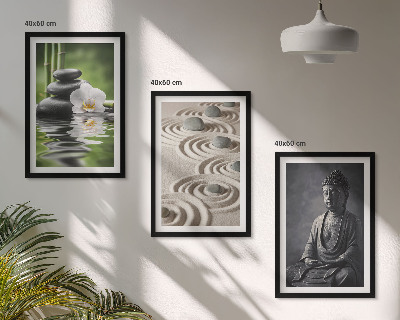 Lot de 3 tableaux pour salon Vue apaisante du Bouddha zen