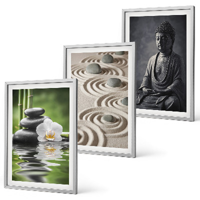 Lot de 3 tableaux pour salon Vue apaisante du Bouddha zen
